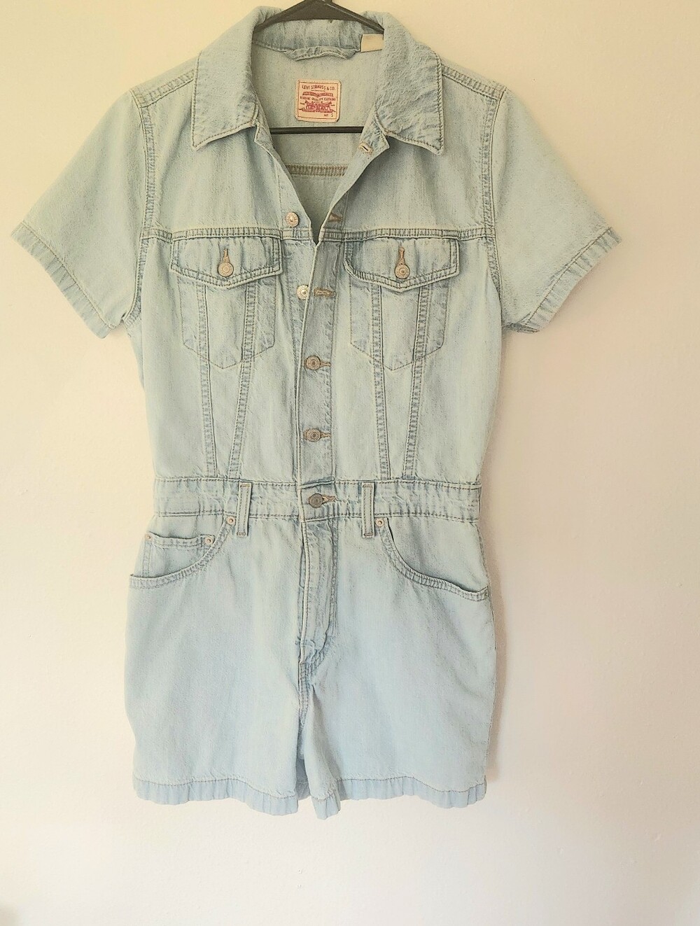 Womens Levi's Light Wash Denim Short Jumpsuit